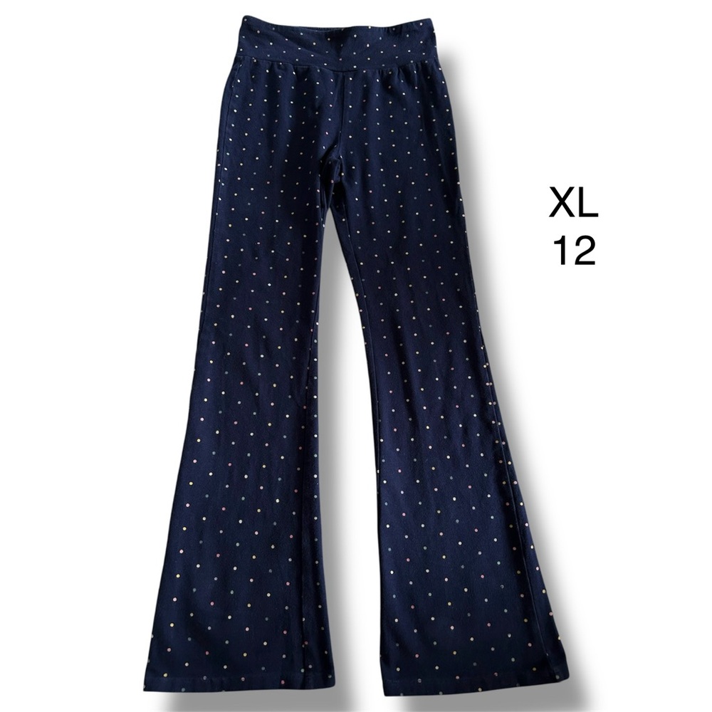 Gap Organic Cotton Navy Polka Dot Flare Leggings Size XL - 12